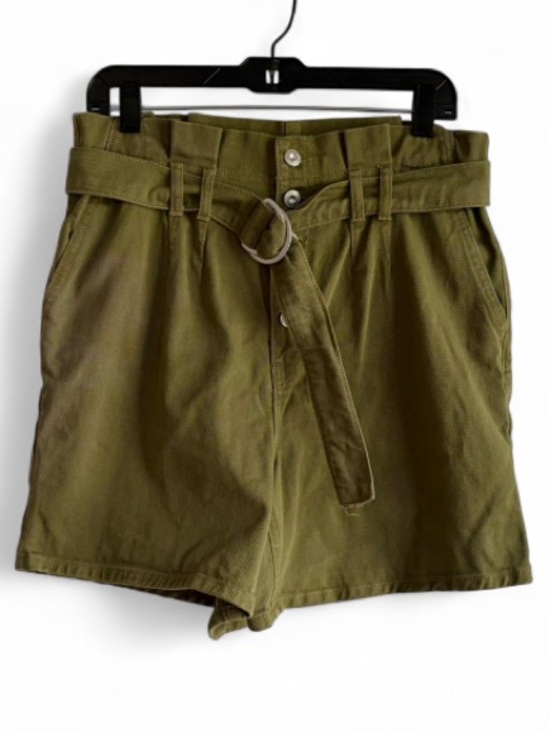 Free People Pants - Free People Cindy Moss Green Paperbag Waist Denim Shorts Size 8